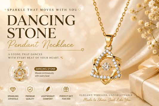 Dancing Stone Gold Plated Crystal Pendant Necklace for Women | Sparkling Star Pendant Chain