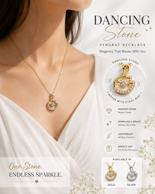Dancing Stone Swan Pendant Necklace – Sparkling Crystal Necklace for Women