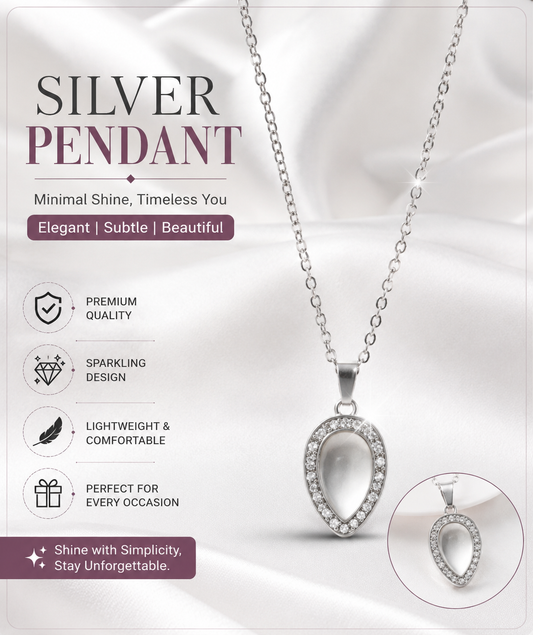 Elegant Silver Teardrop Crystal Pendant Necklace for Women | Minimalist Fashion Jewelry