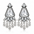 Silver-toned crystal look chandelier earrings front view