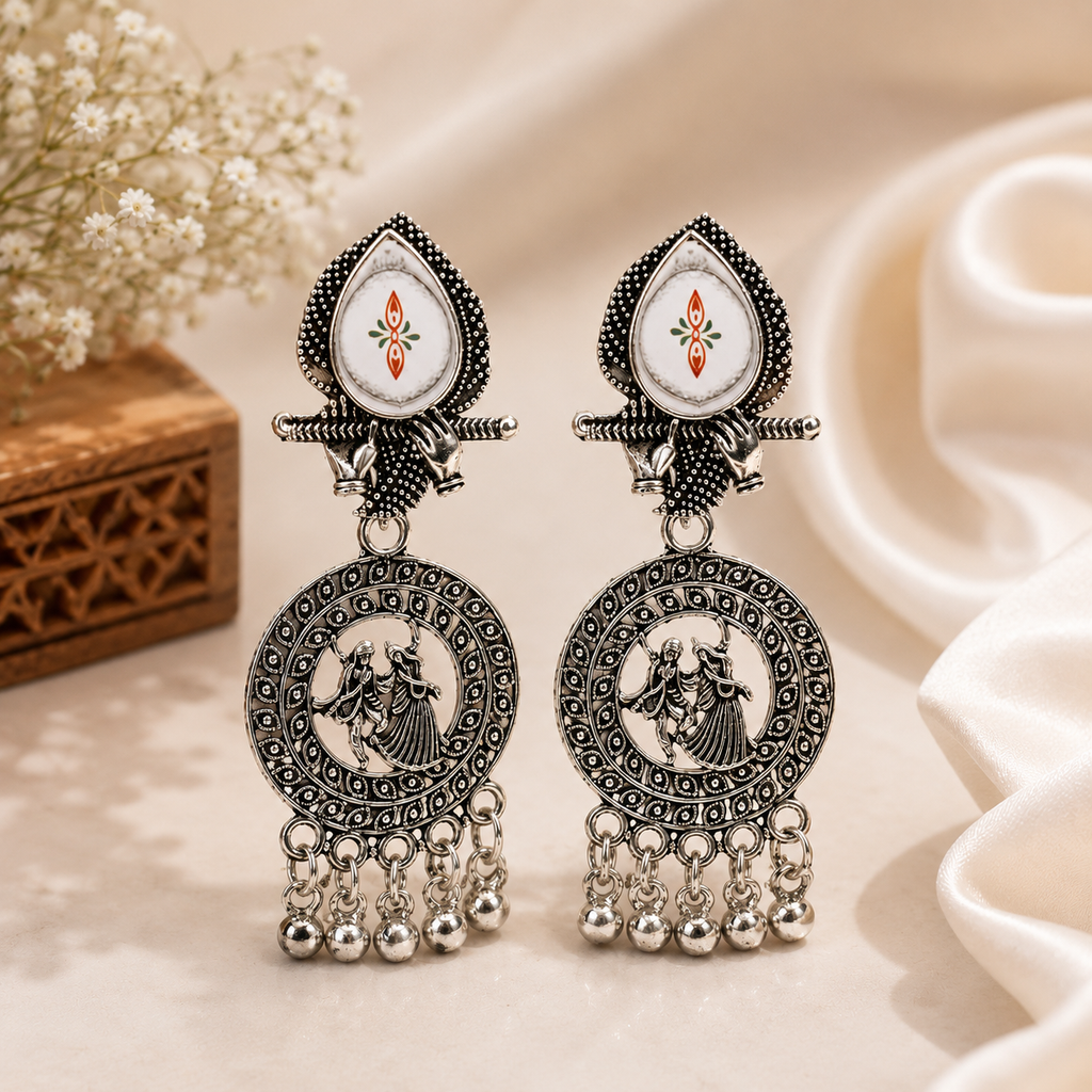 JH-59 oxidised silver earrings lifestyle