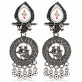 JH-59 oxidised silver earrings on white background