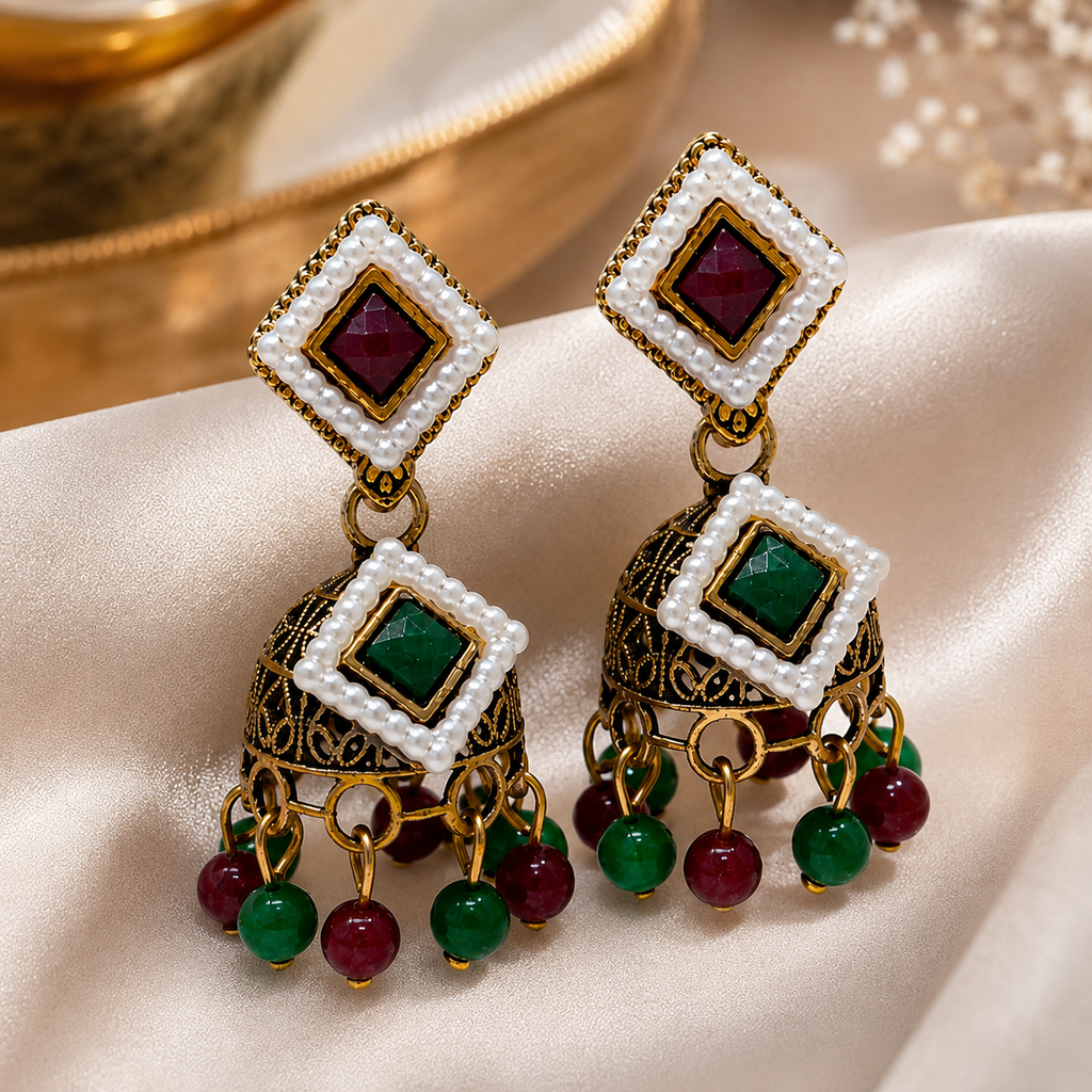 JH-68 jhumka earrings close-up