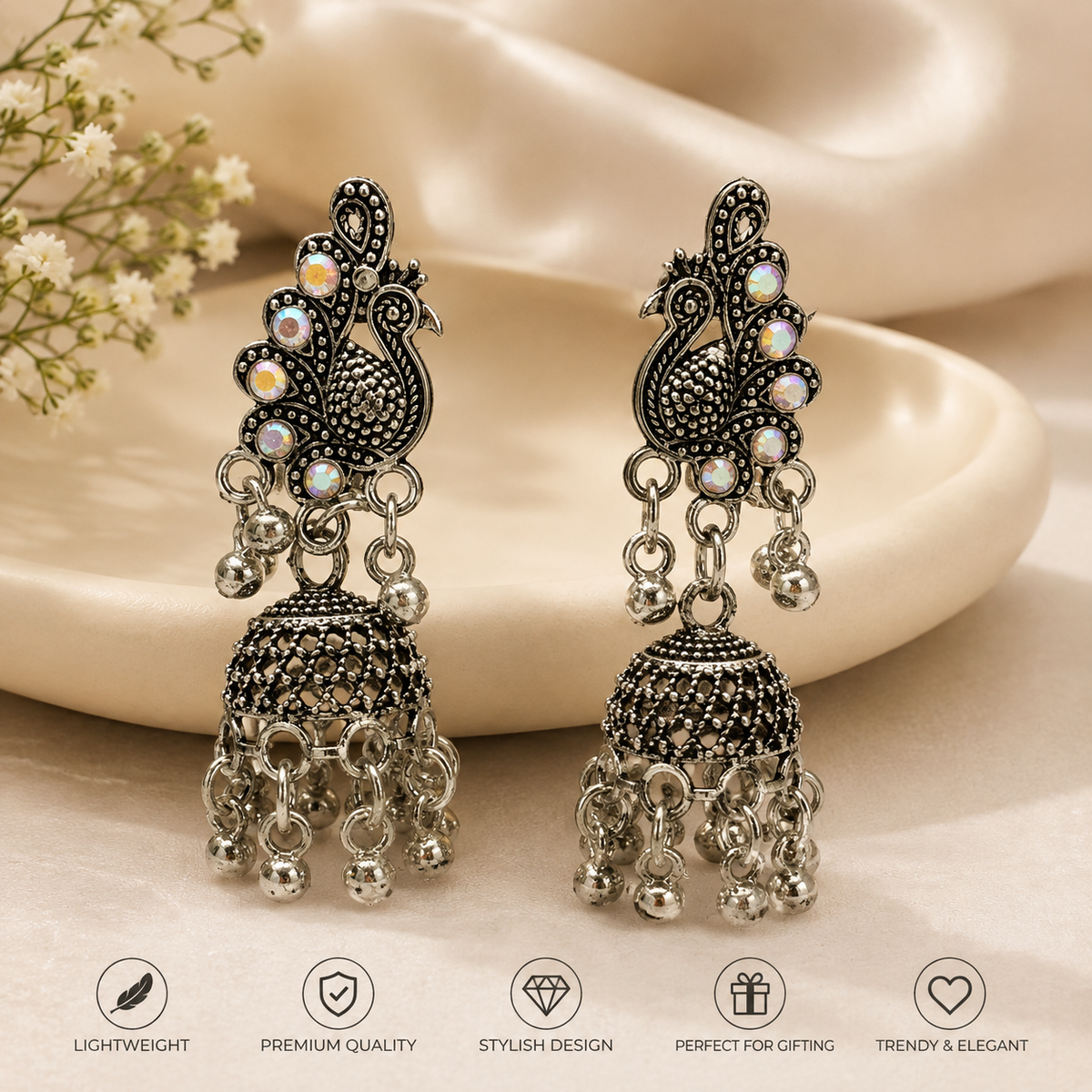 JH-73 peacock jhumka design and details