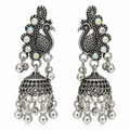 JH-73 peacock jhumka earrings pair on white background