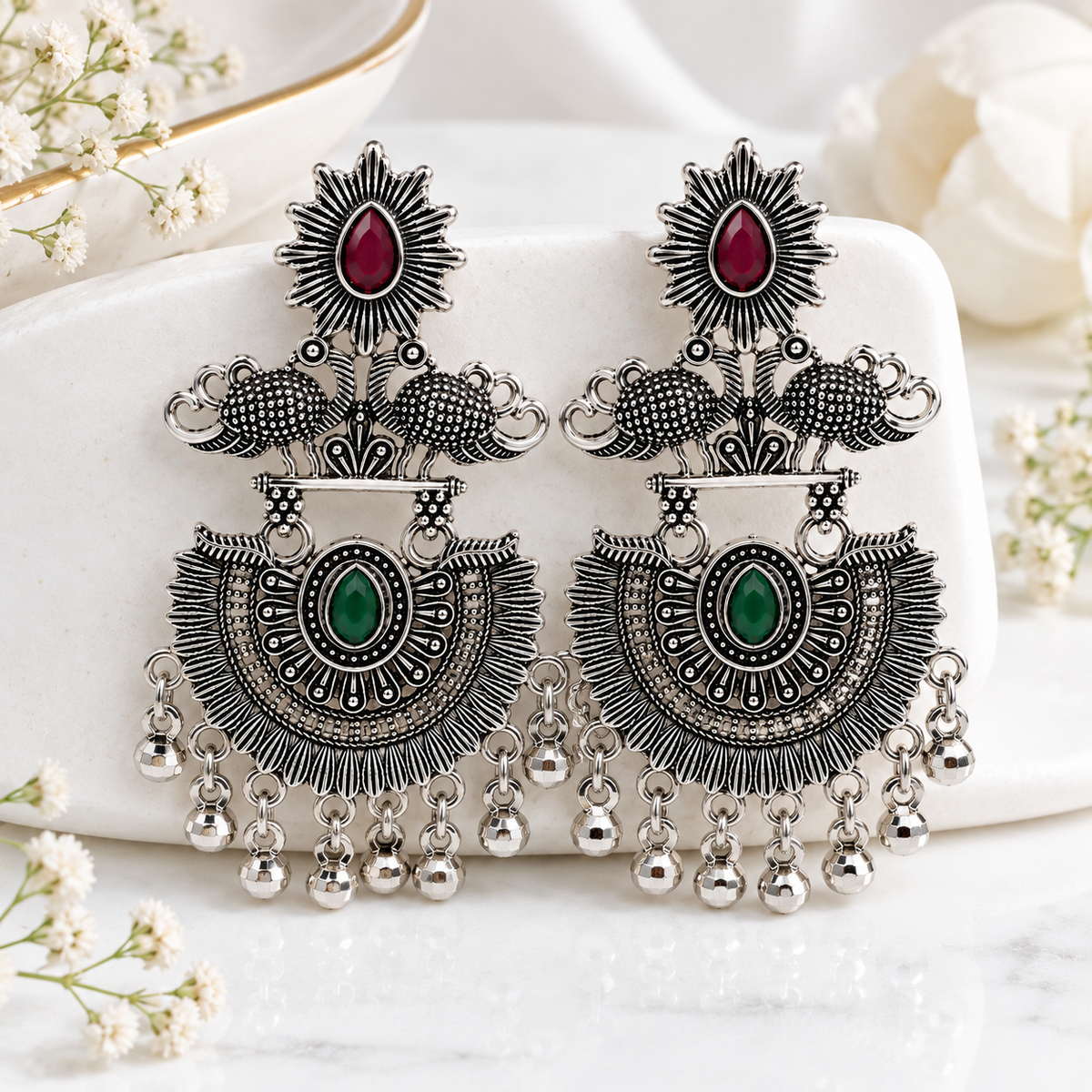 JH-71 oxidised earrings white aesthetic