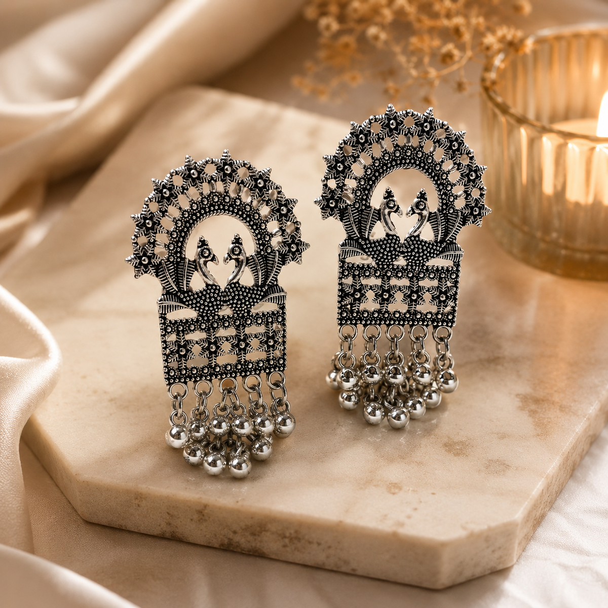 JH-70 peacock earrings premium lifestyle photo