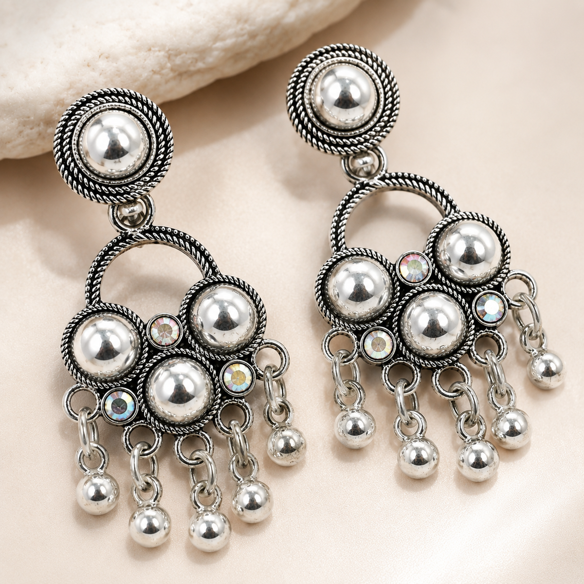 Close-up detail of JH-63 earrings