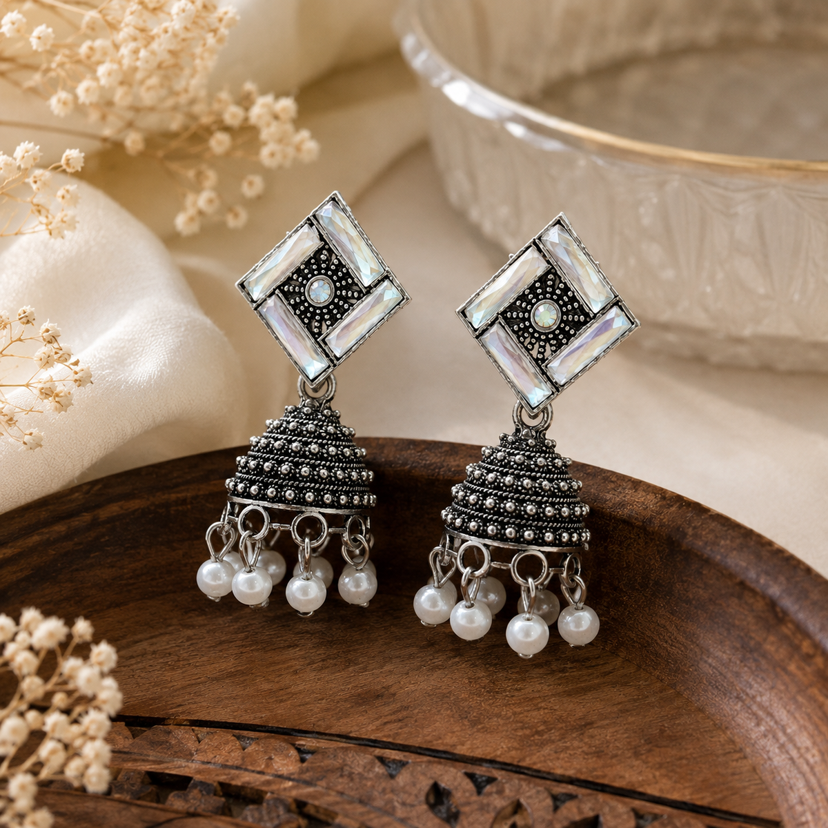 JH-72 earrings premium lifestyle photograph